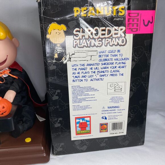 Halloween Peanuts Shroeder Playing Piano Linus & Lucy Gemmy, Orig Box - Picture 2 of 8